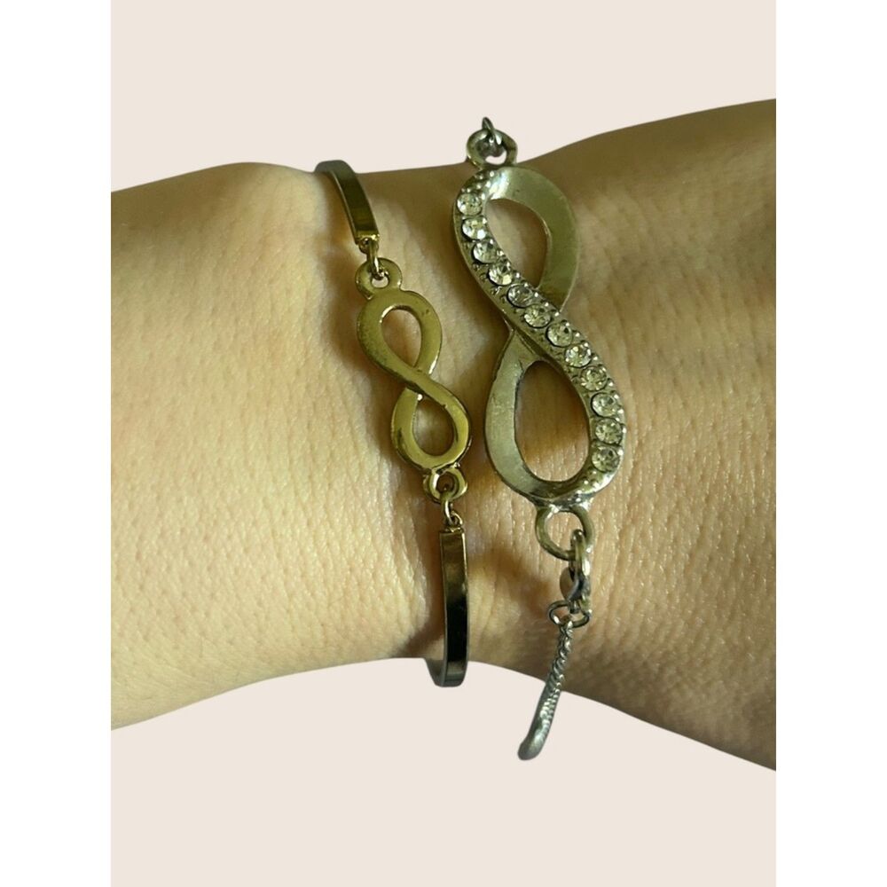♾️Y2K INFINITY MIXED METAL FASHION COSTUME BUNDLE LOT HALF CUFF BRACELET ANKLET